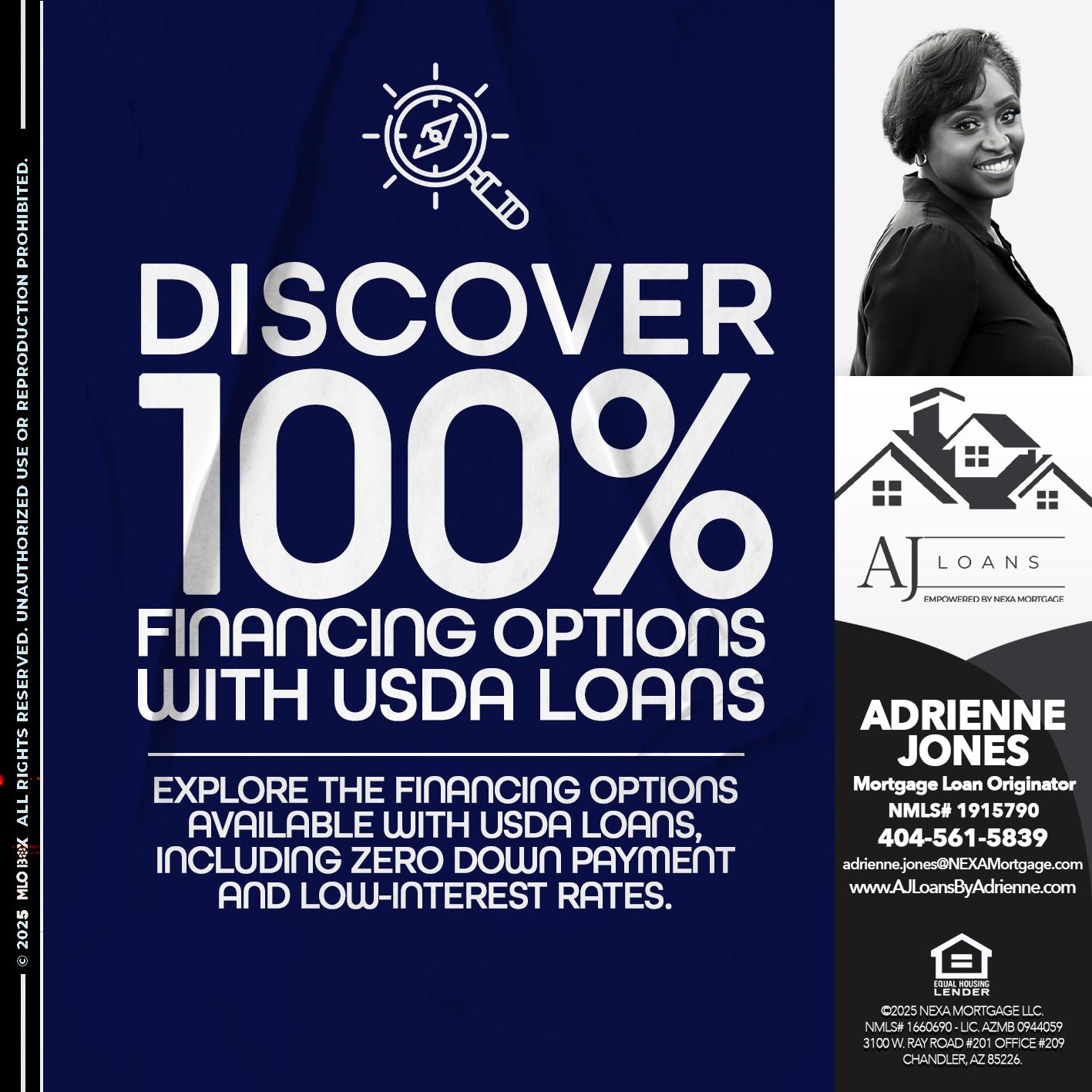 100PERCENT FINANCING WITH USDA LOANS - Adrienne Jones -Mortgage Loan Originator