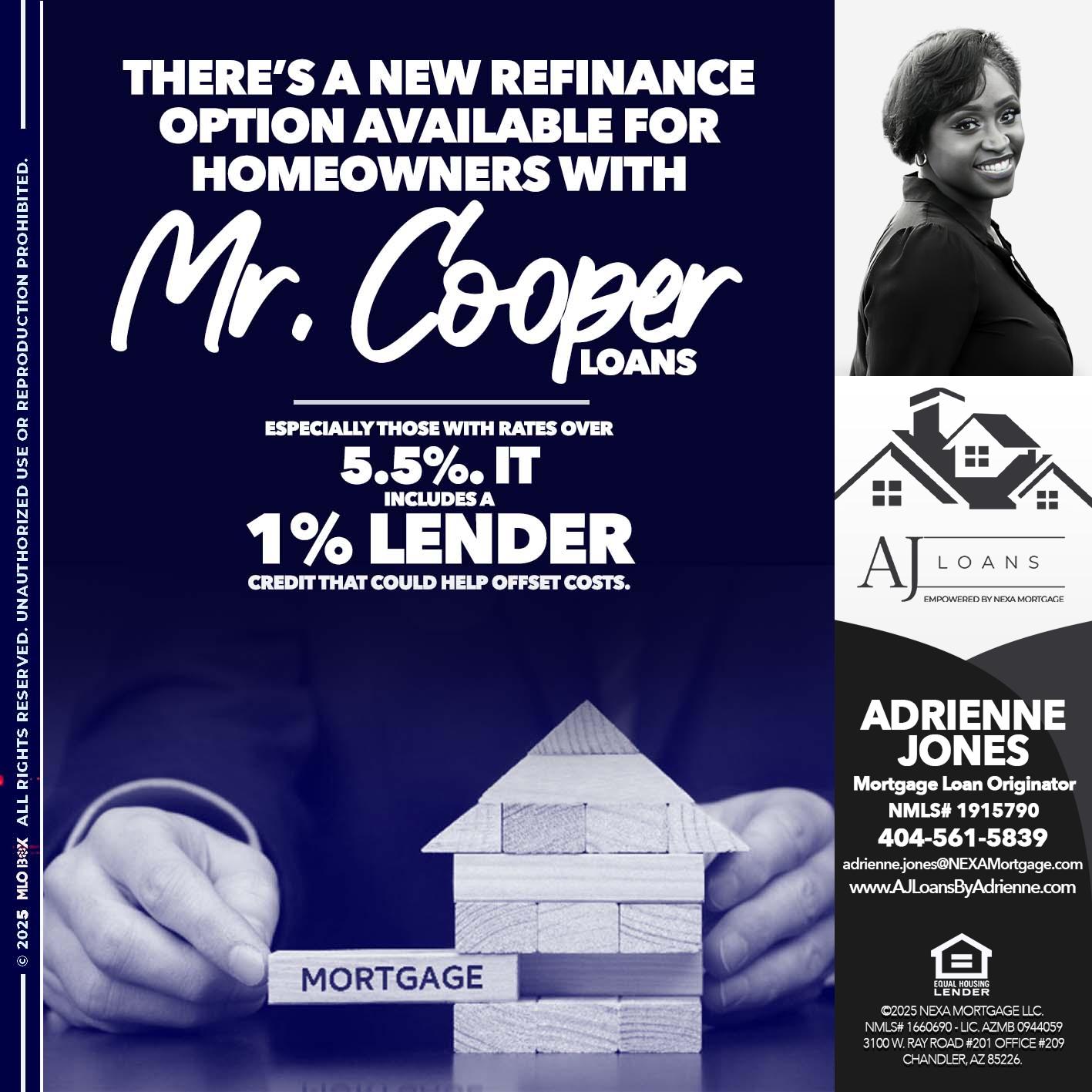 MR. COOPER LOANS - Adrienne Jones -Mortgage Loan Originator
