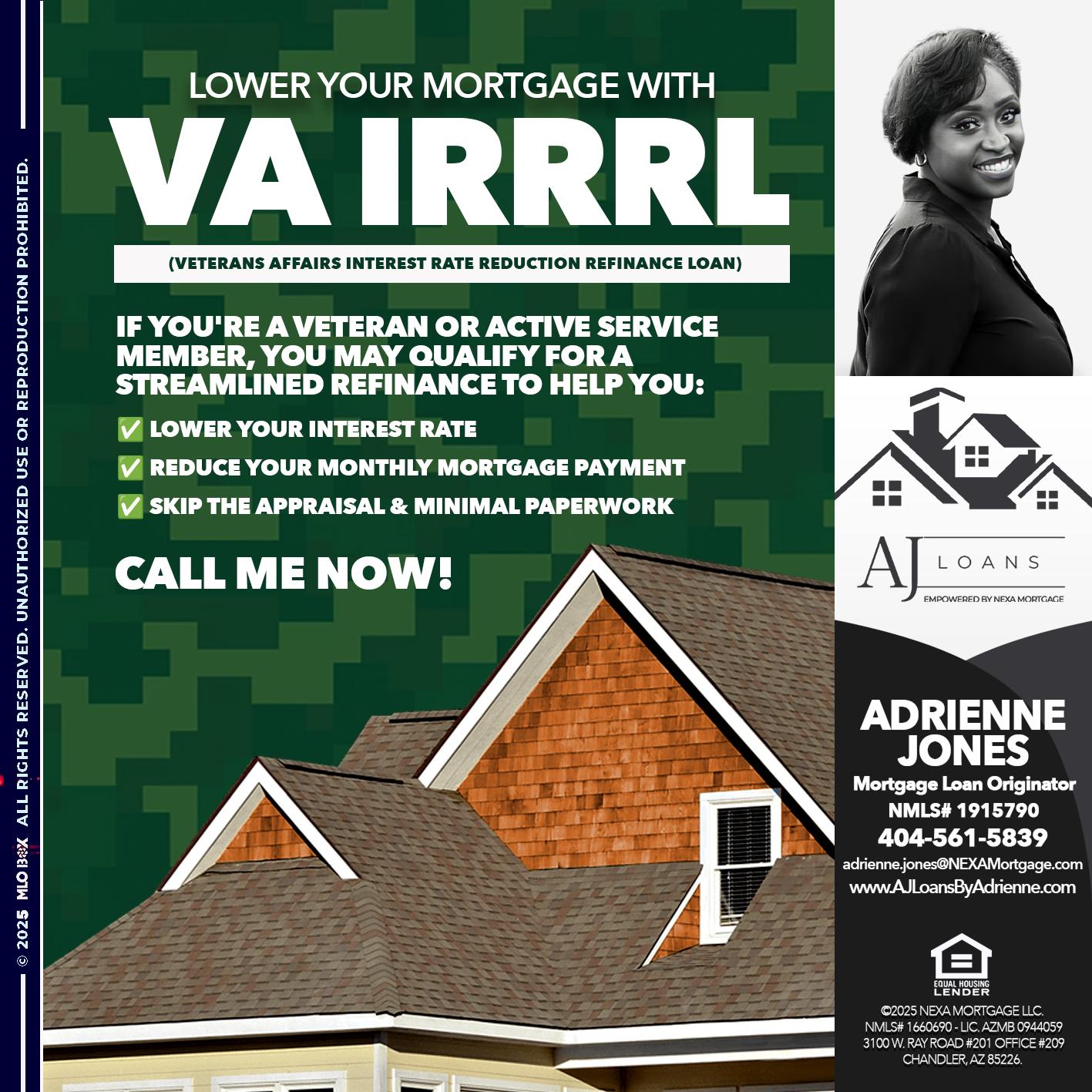 VA IRRRL - Adrienne Jones -Mortgage Loan Originator