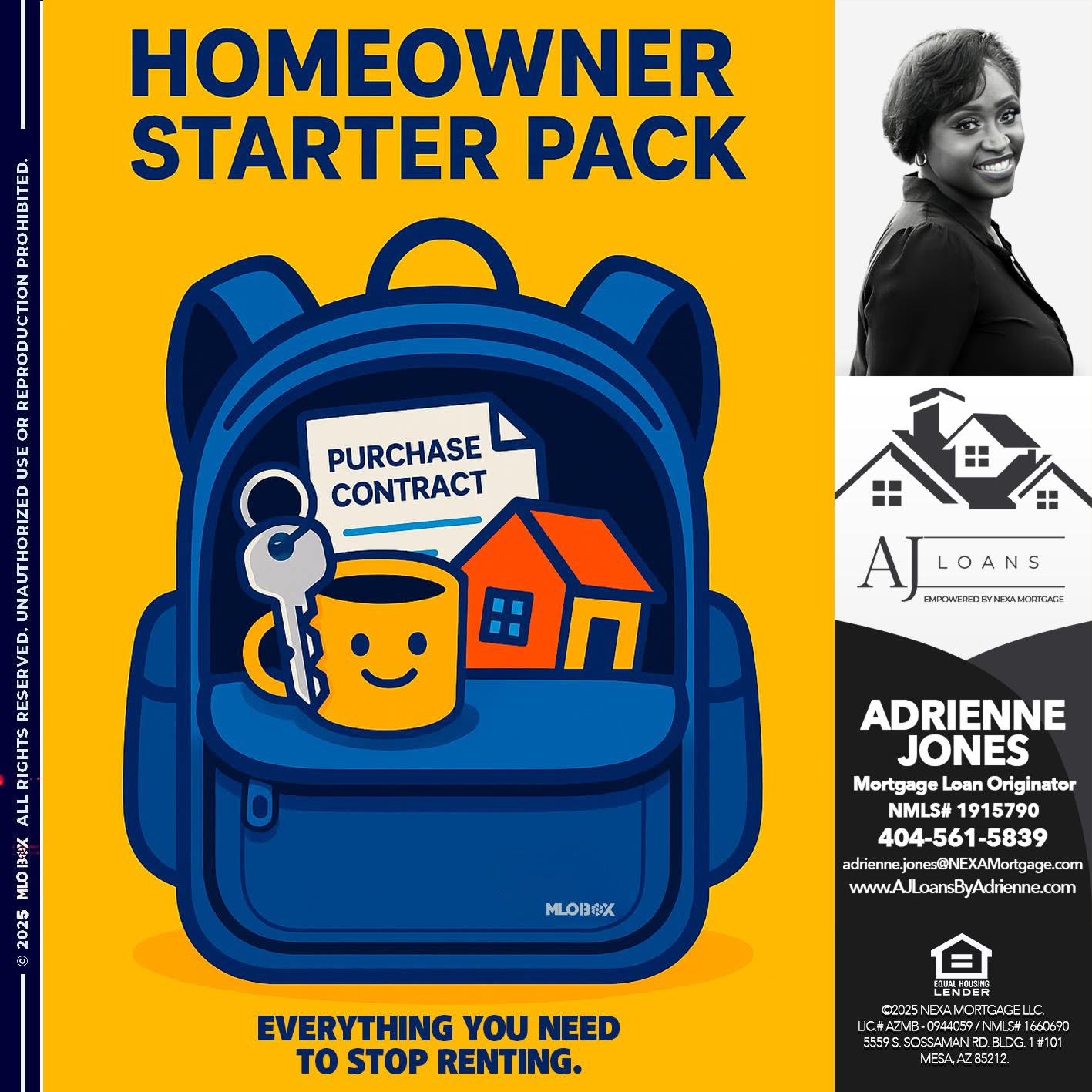 Homeowner Starter Pack - Adrienne Jones -Mortgage Loan Originator