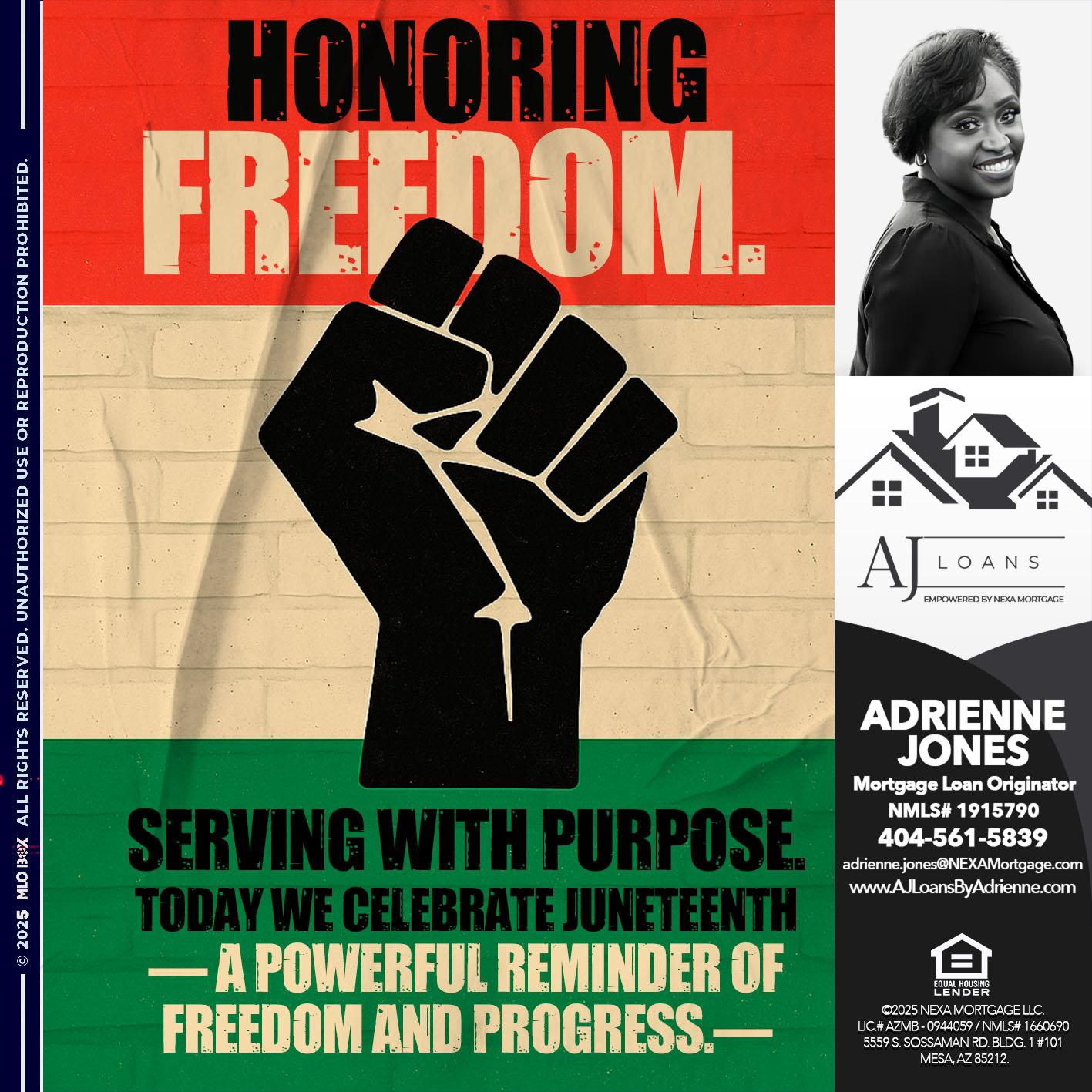 honoring freedom - Adrienne Jones -Mortgage Loan Originator